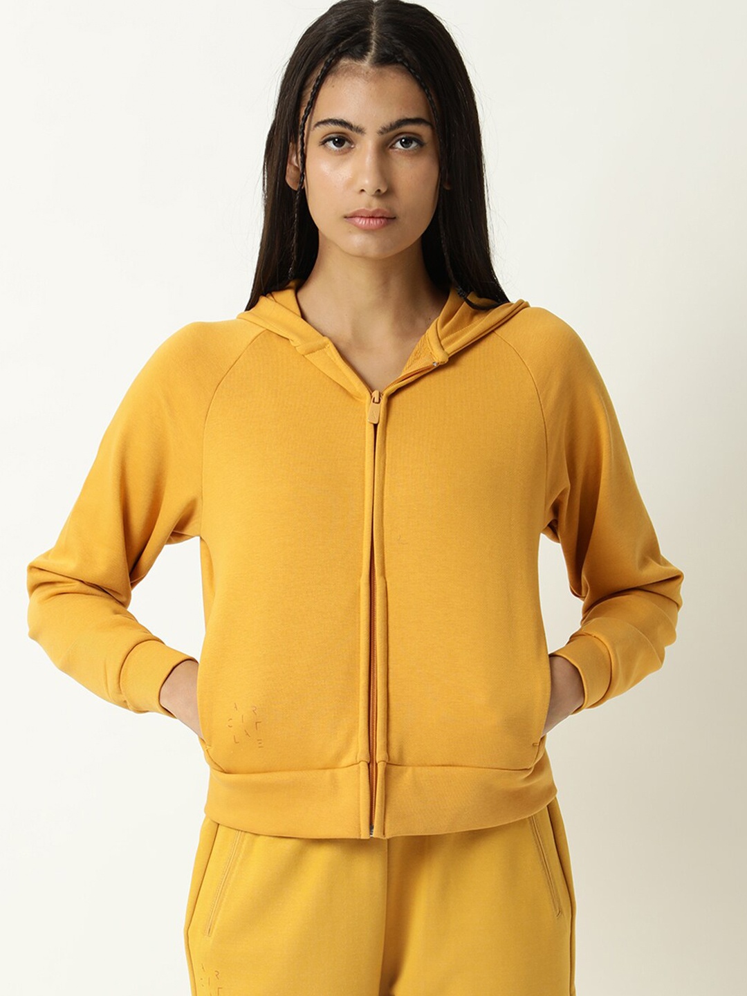 

ARTICALE Women Mustard Hooded Sweatshirt