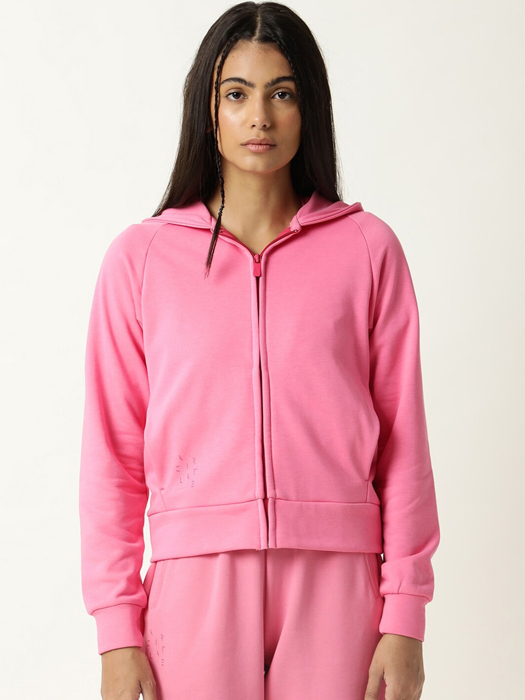 

ARTICALE Women Pink Hooded Cotton Sweatshirt
