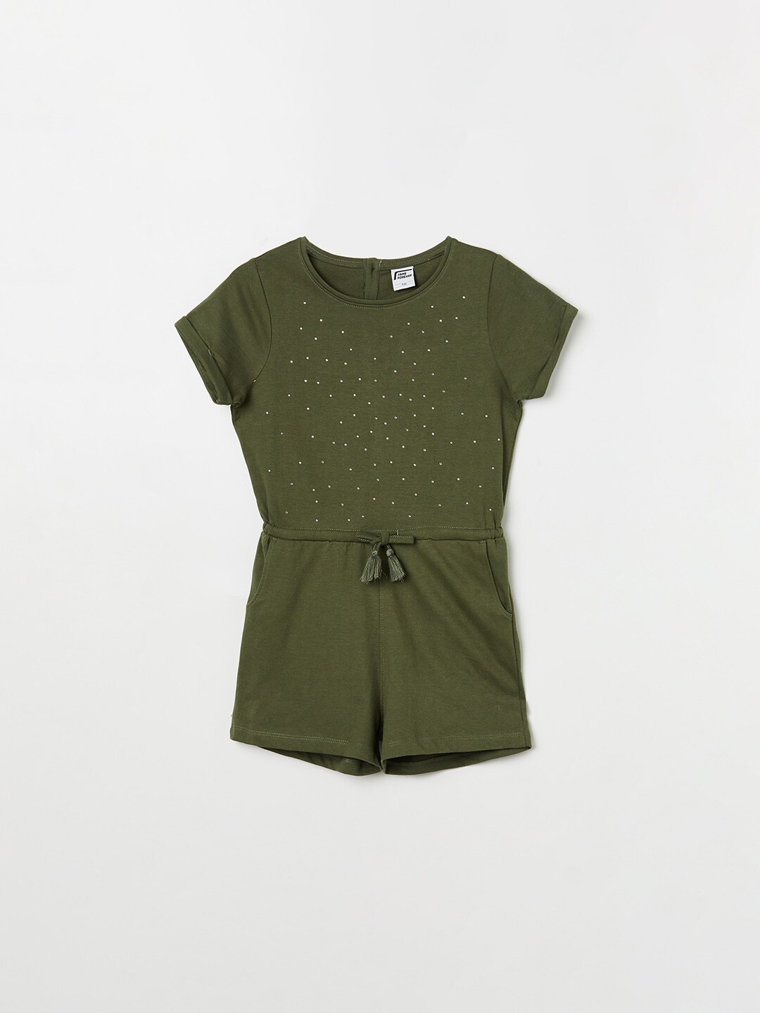 

Fame Forever by Lifestyle Girls Olive Green Printed Cotton Jumpsuit