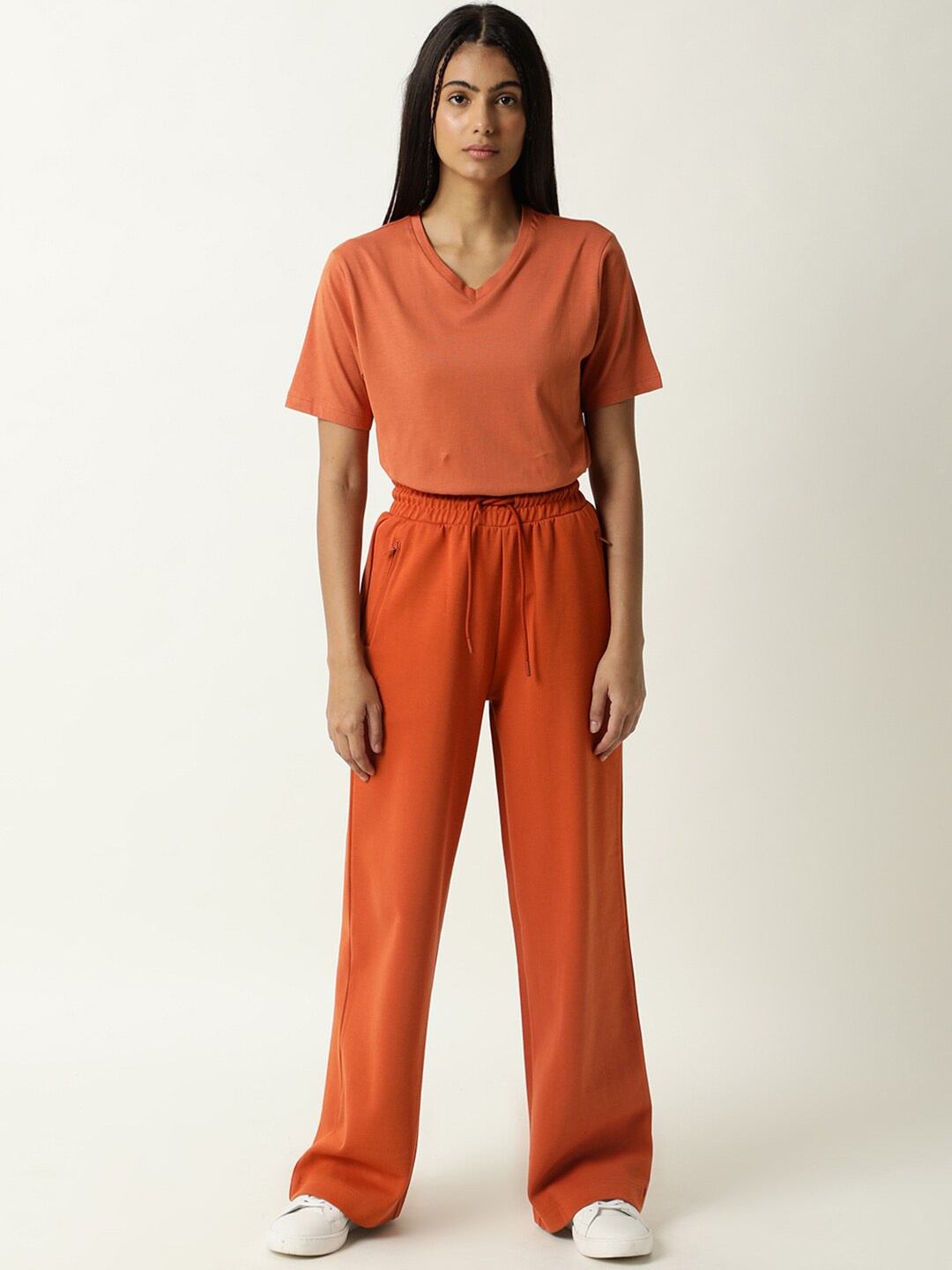 

ARTICALE Women Orange Solid Cotton Track Pants