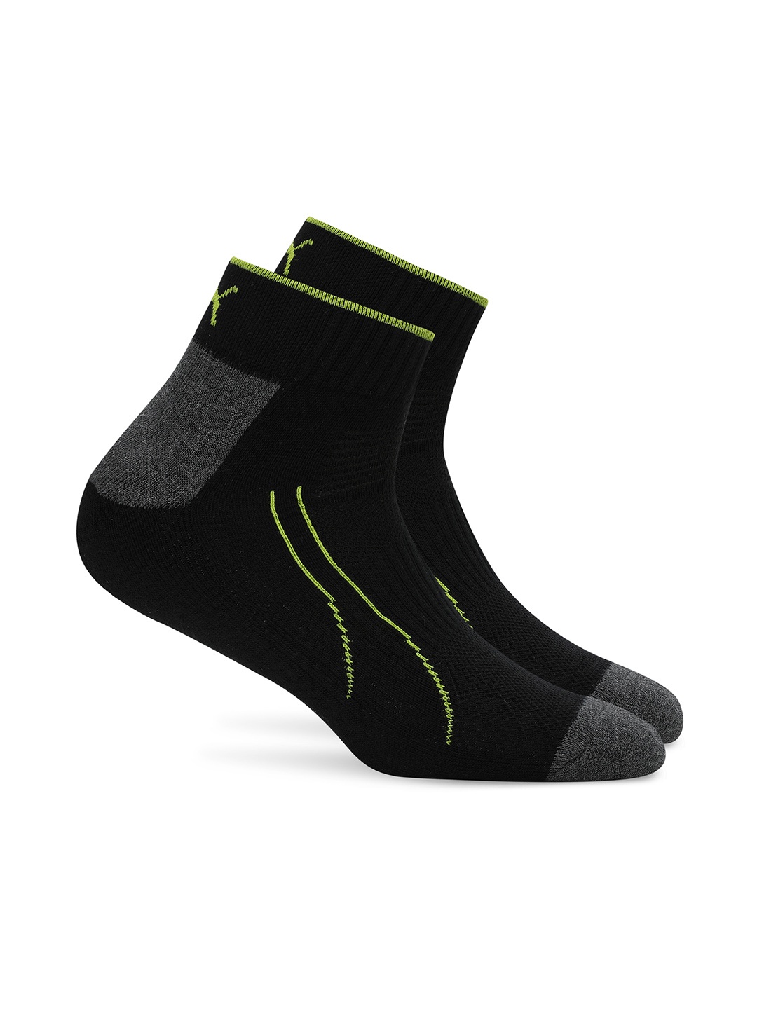 

Puma Pack of 2 Black & Fluorescent Green Training Ankle-Length Socks