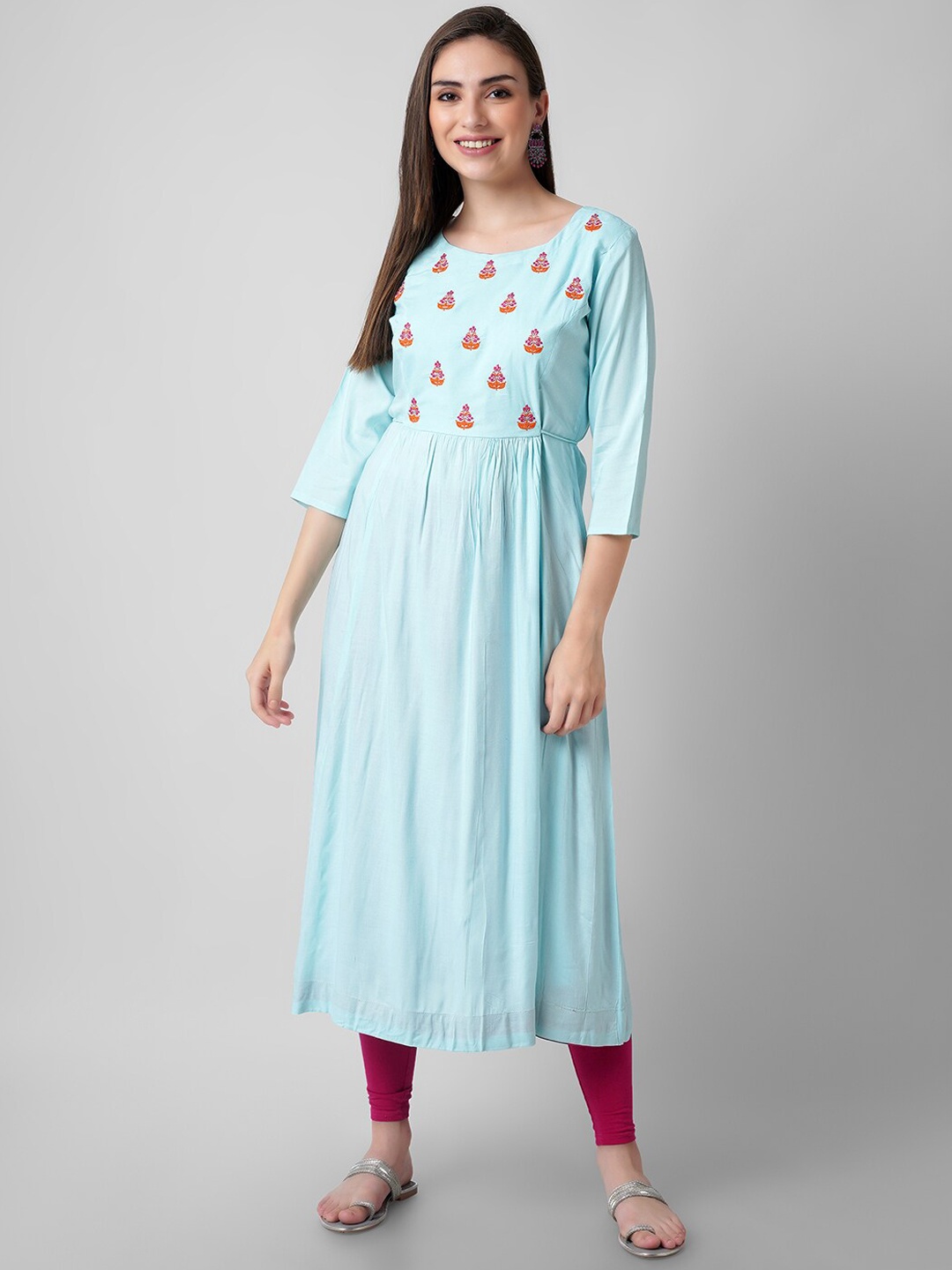 

KALINI Women Sea Green Floral Embroidered Kurta