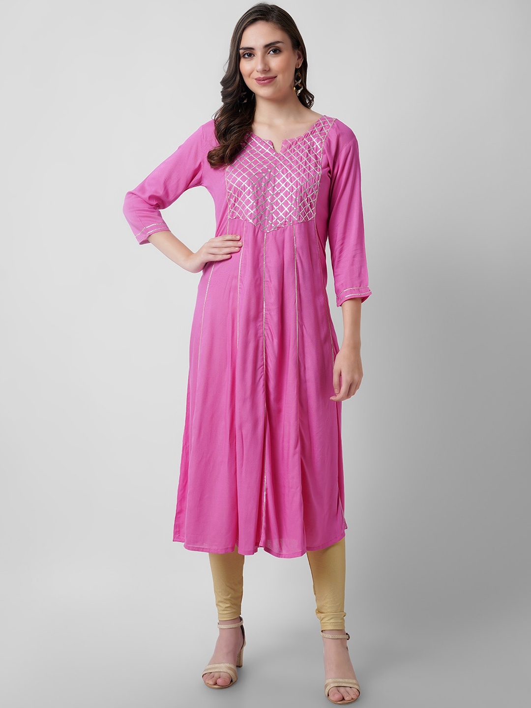 

KALINI Women Mauve Yoke Design Kurta