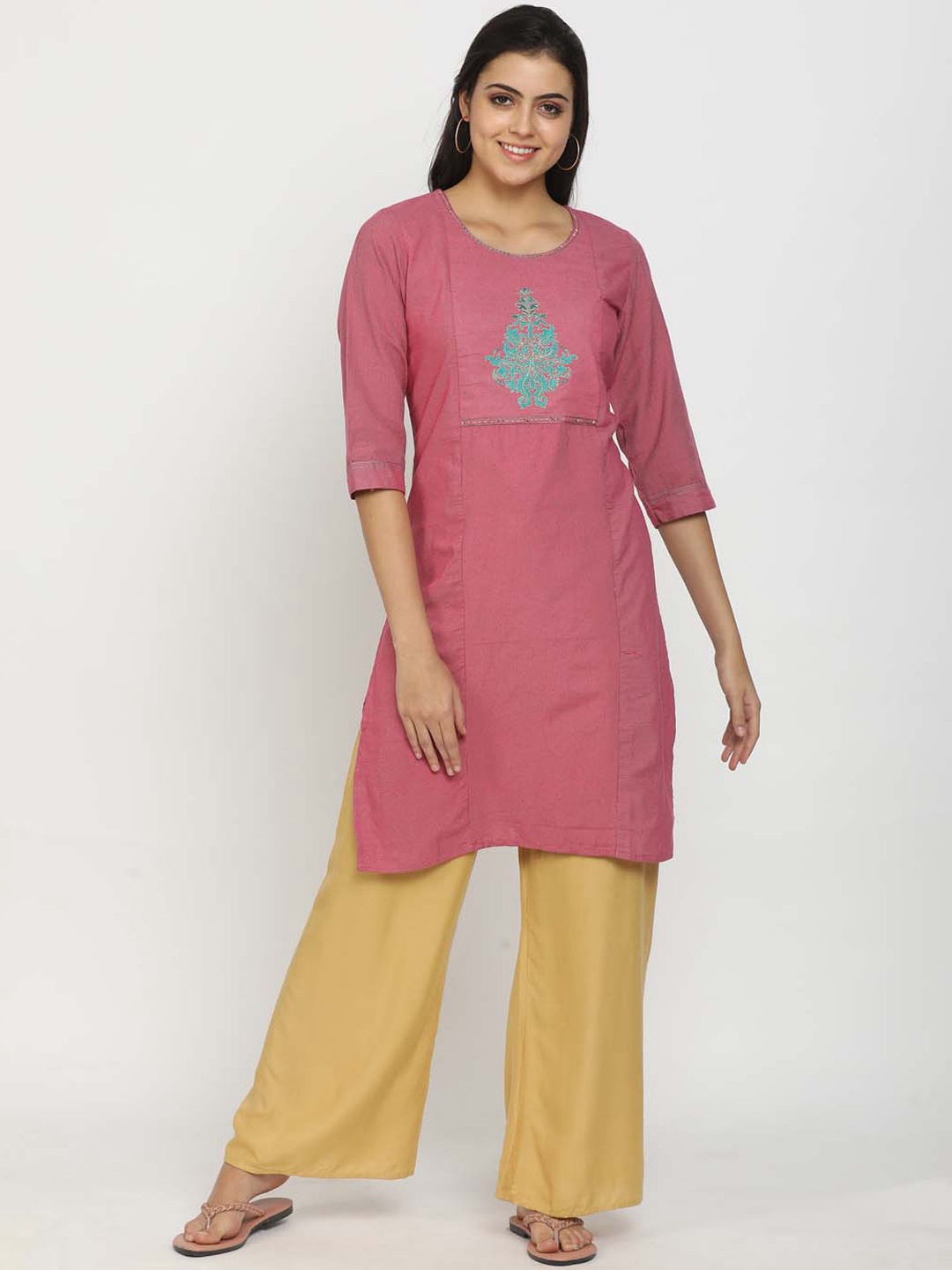 

V-Mart Women Rose Yoke Design Thread Work Kurta