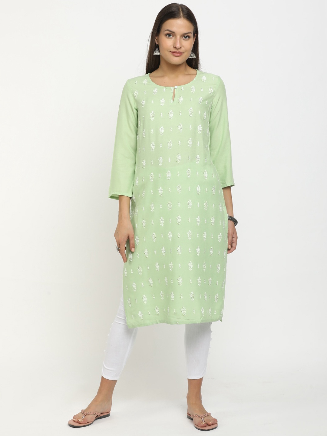 

V-Mart Women Green Ethnic Motifs Chikankari Kurta