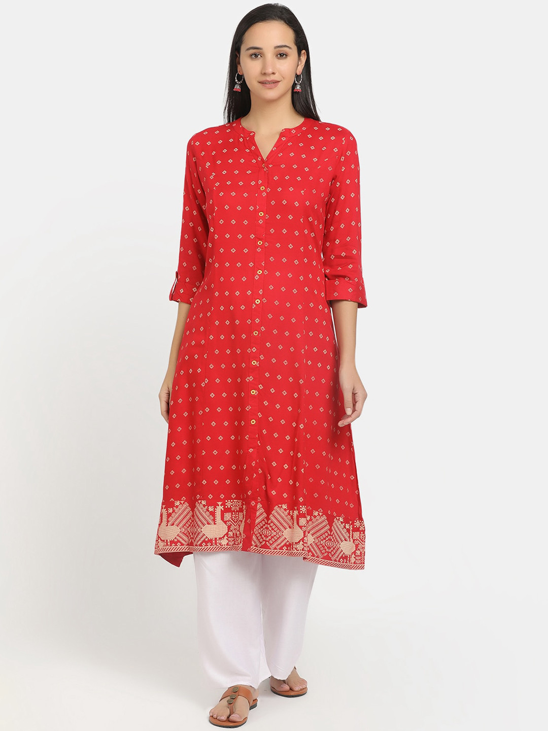 

V-Mart Women Blue Ethnic Motifs Printed Thread Work Kurta