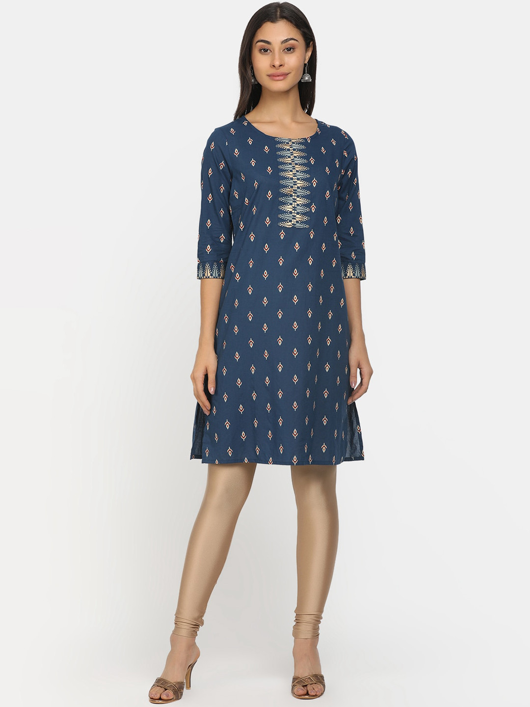 

V-Mart Women Blue Ethnic Motifs Printed Straight Kurta