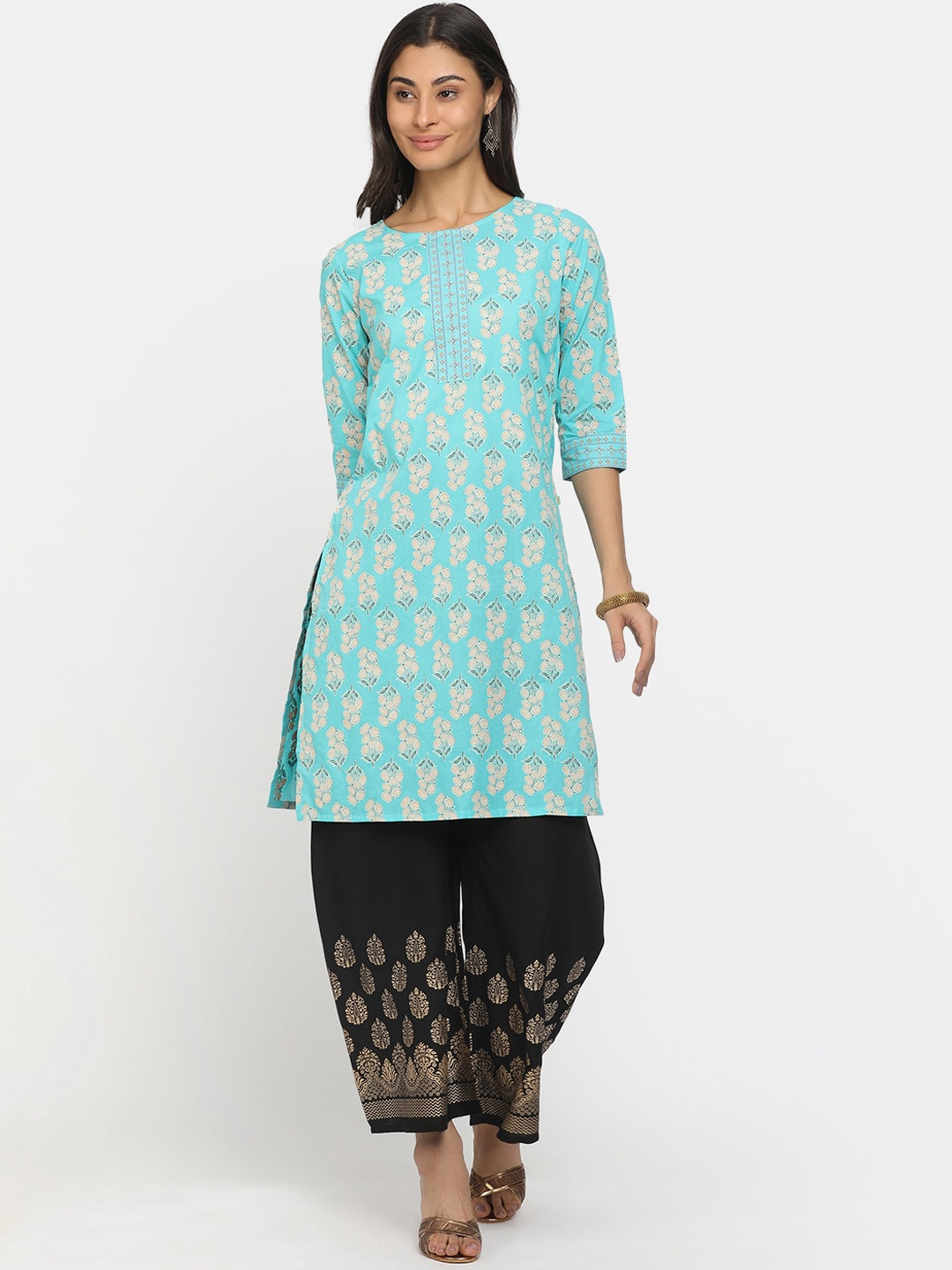 

V-Mart Women Blue Floral Printed Kurta