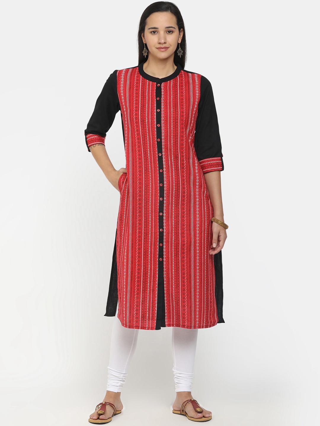

V-Mart Women Red & Black Striped Kurta