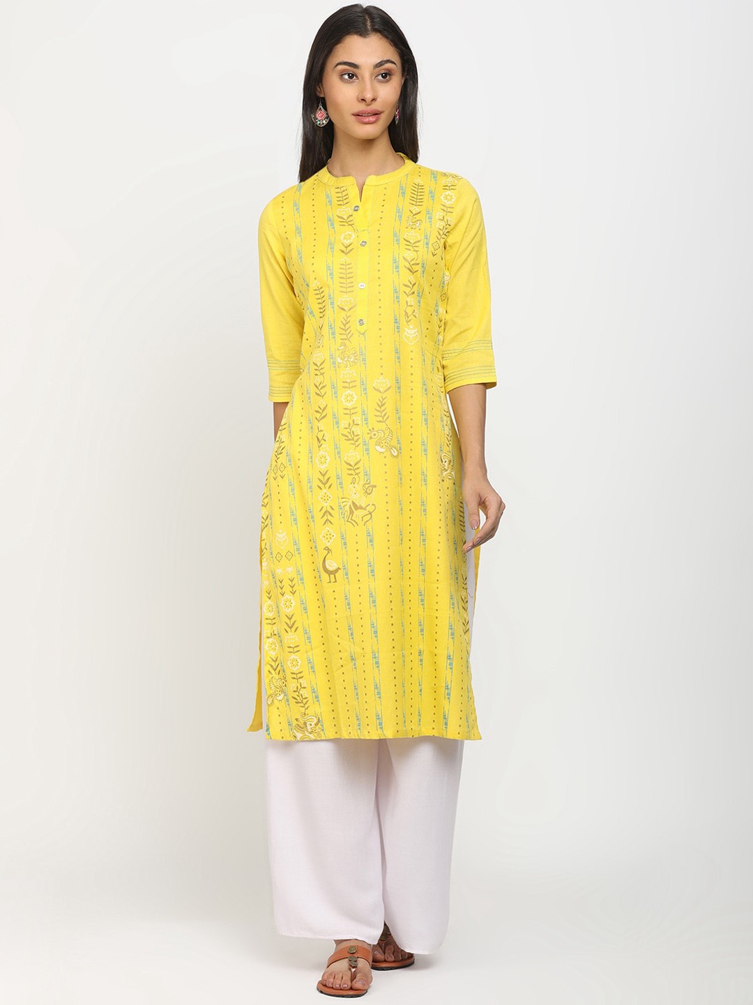 

V-Mart Women Yellow Ethnic Motifs Printed Kurta