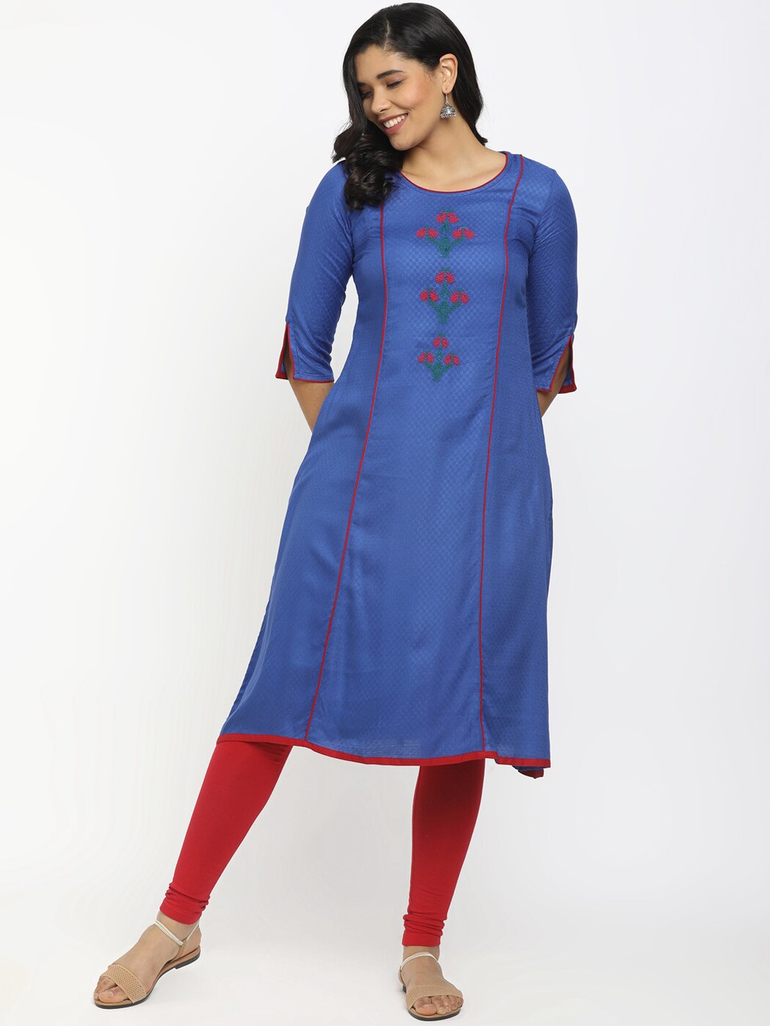 

V-Mart Women Blue Floral Printed Kurta