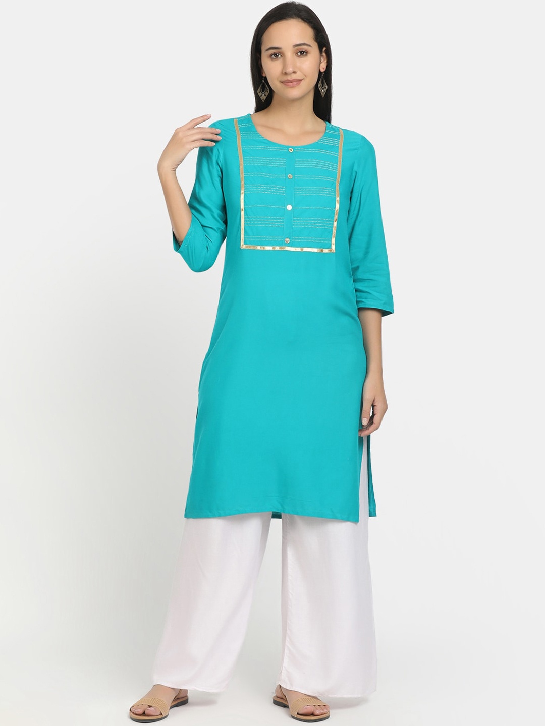 

V-Mart Women Teal Kurta