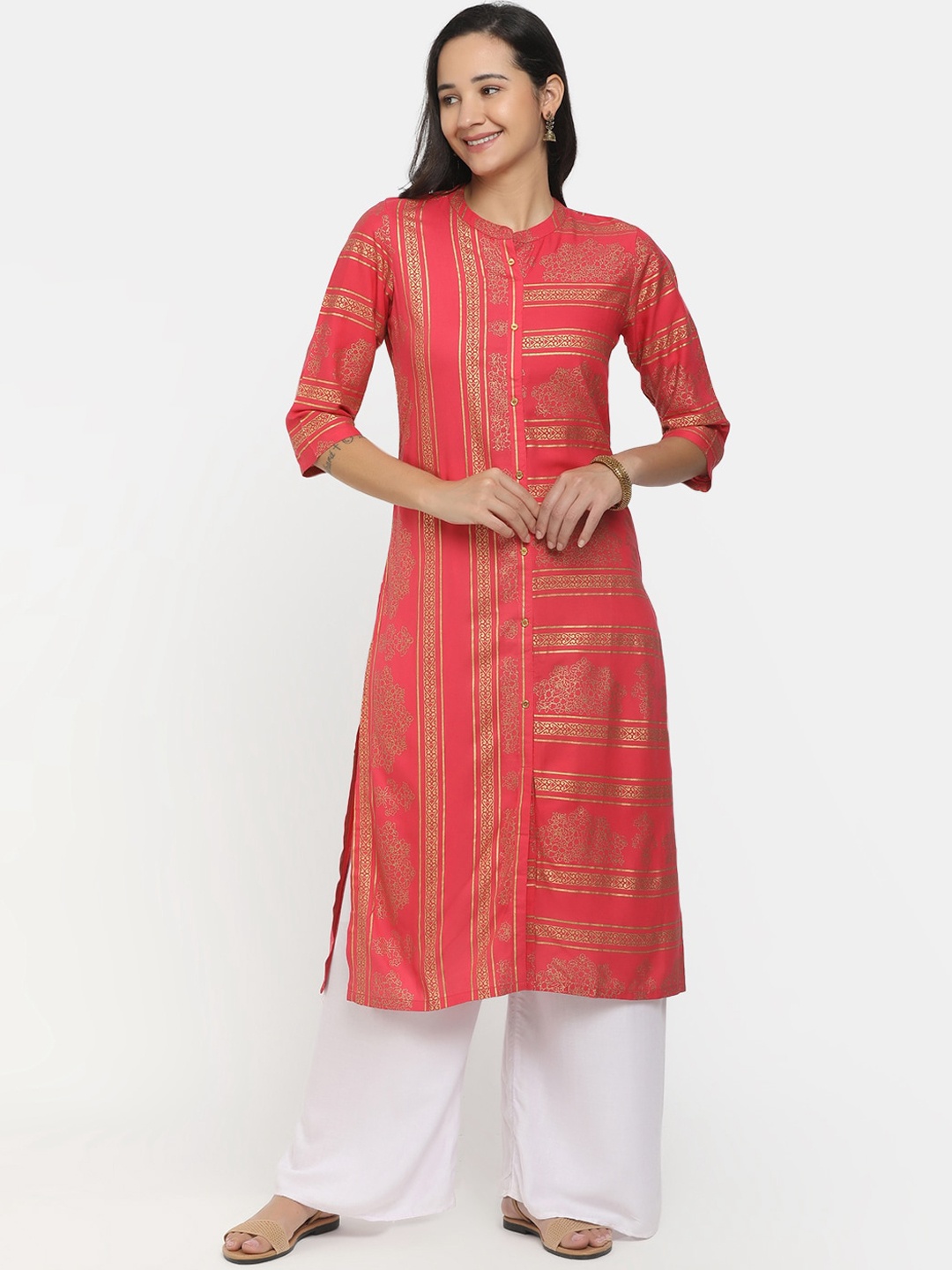

V-Mart Women Pink Ethnic Motifs Printed Kurta