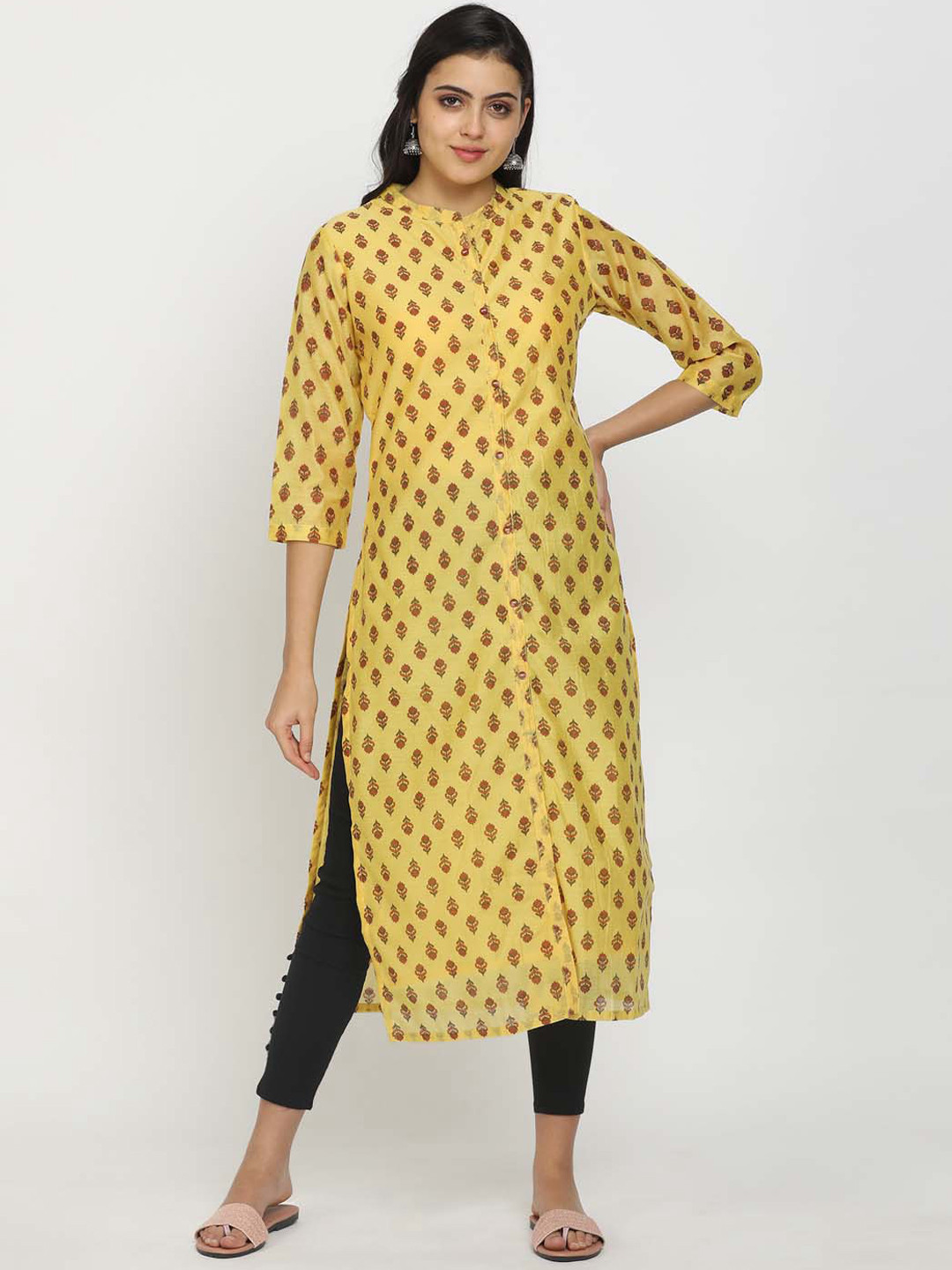 

V-Mart Women Yellow Floral Printed Kurta
