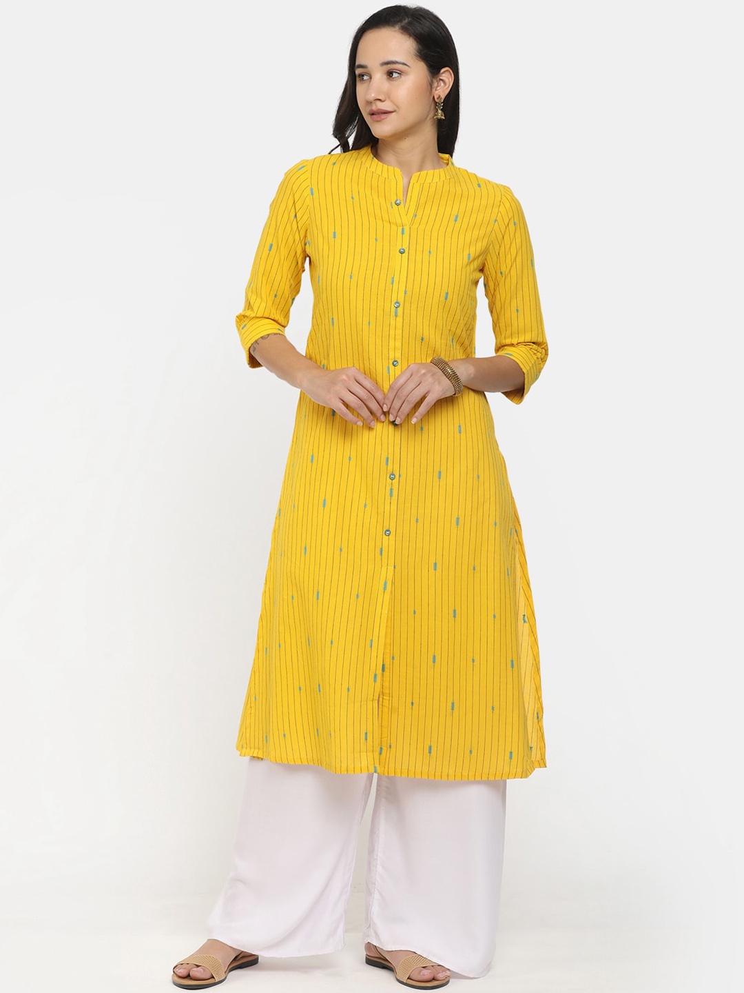 

V-Mart Women Mustard Yellow Ethnic Motifs Printed Kurta