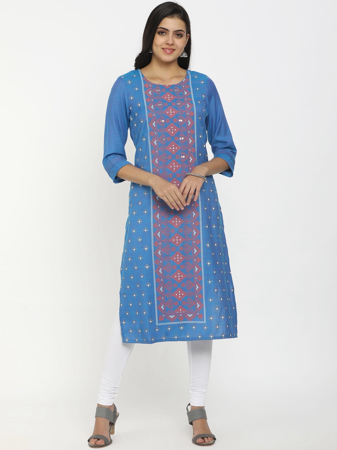 

V-Mart Women Blue Ethnic Motifs Printed Kurta