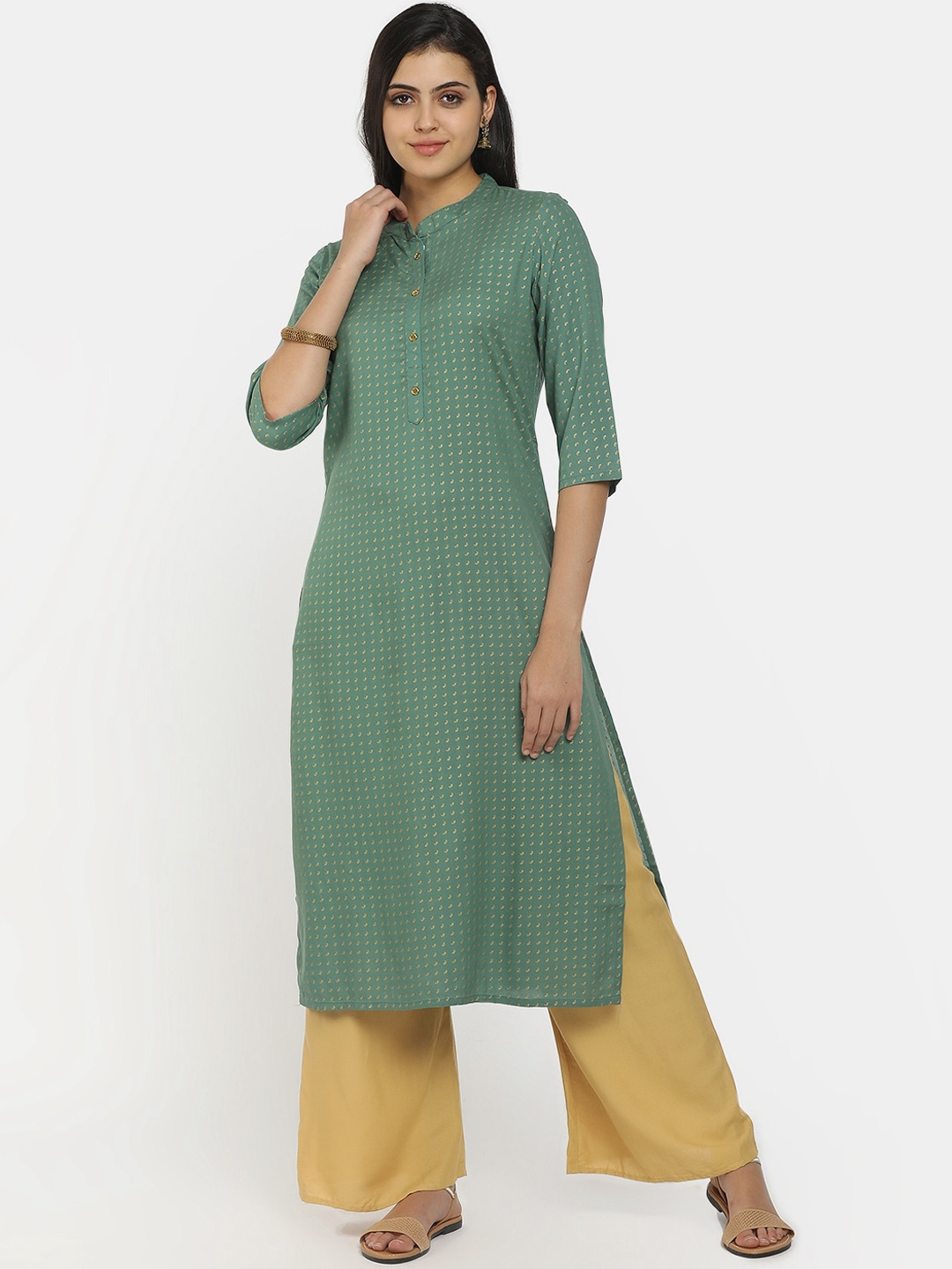 

V-Mart Women Green Paisley Printed Kurta