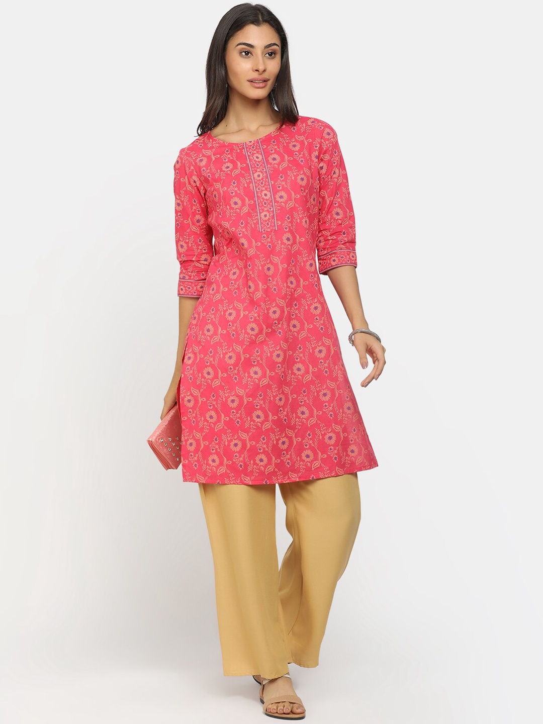 

V-Mart Women Pink Ethnic Motifs Printed Kurta