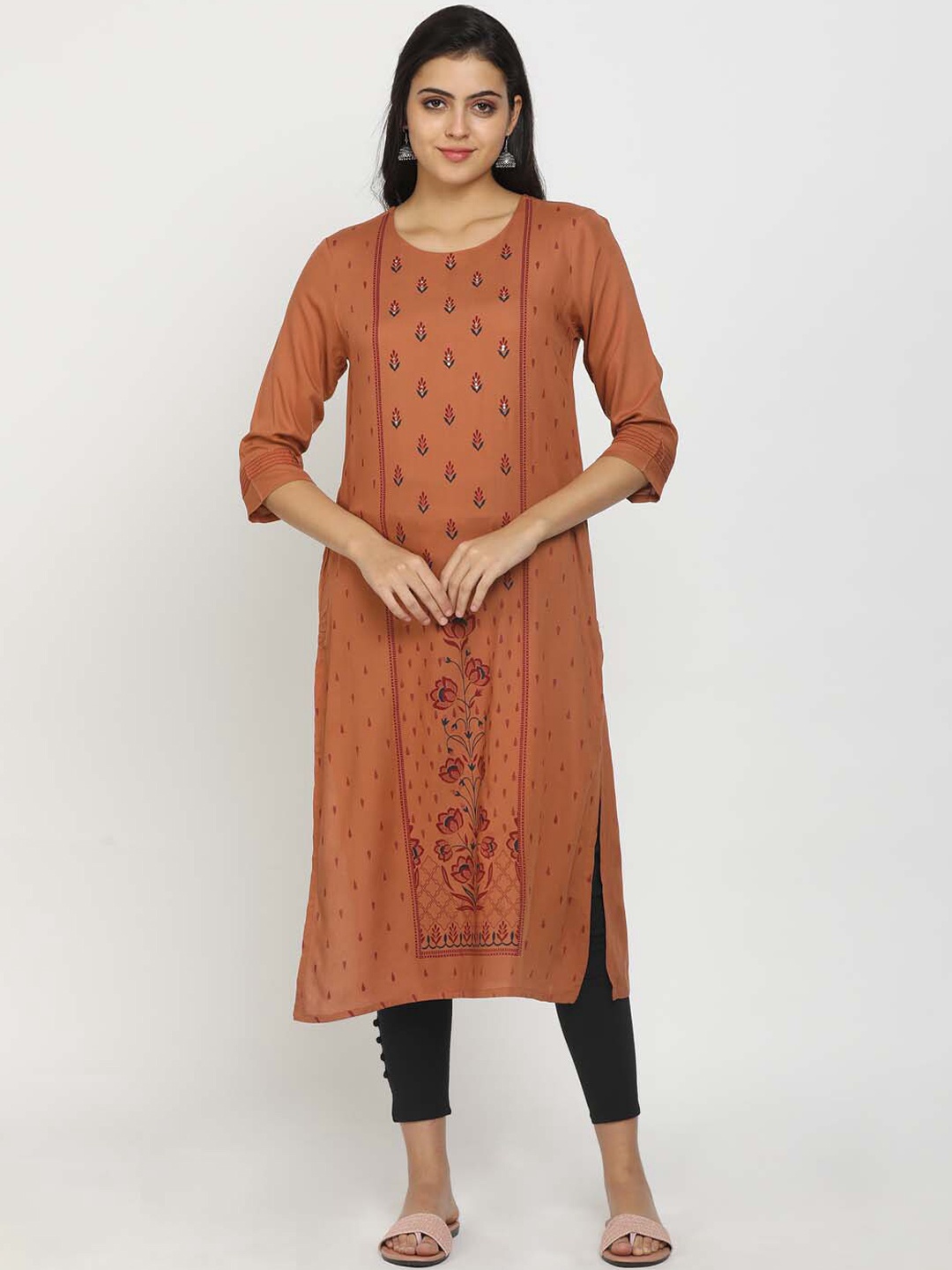 

V-Mart Women Peach-Coloured Geometric Kurta