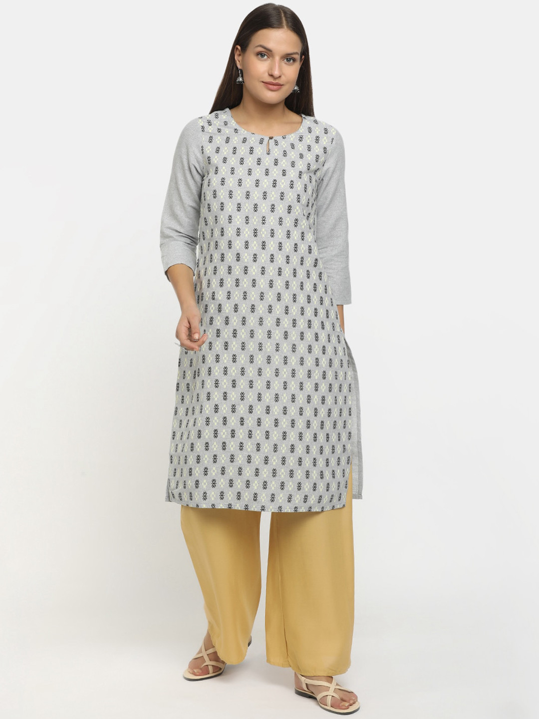 

V-Mart Women Grey & Black Ethnic Motifs Printed Kurta