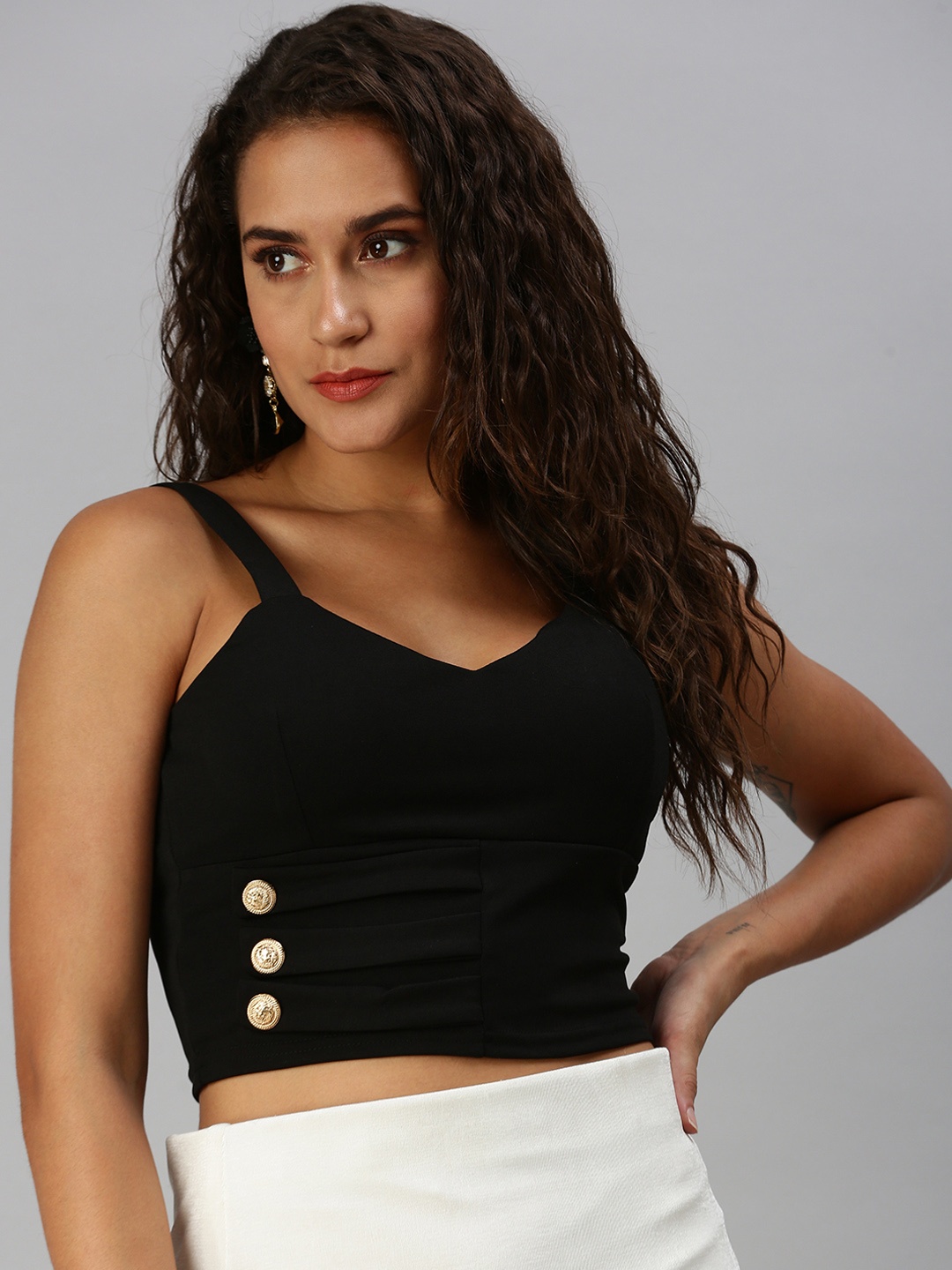

SHOWOFF Black Crop Ribbed Top