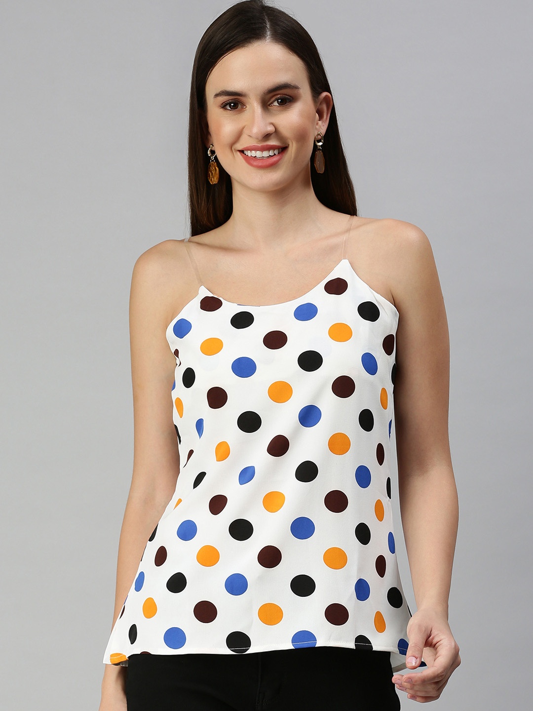 

SHOWOFF White & Multicoloured Print Crepe Top