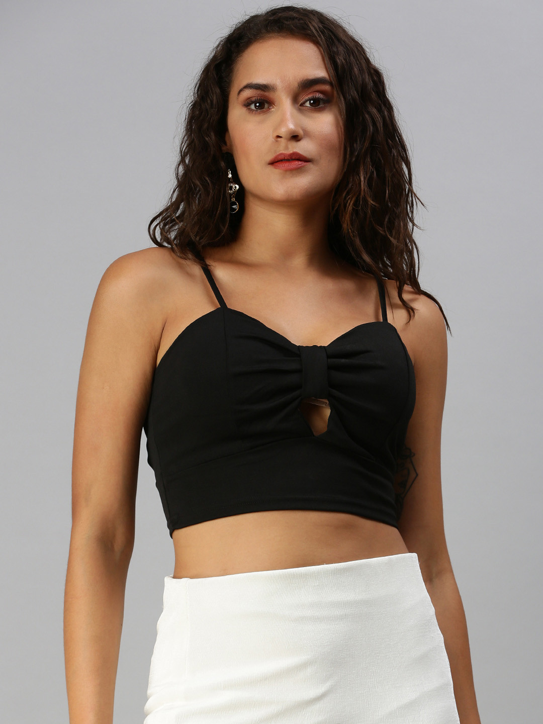 

SHOWOFF Black Bralette Cut out Crop Top