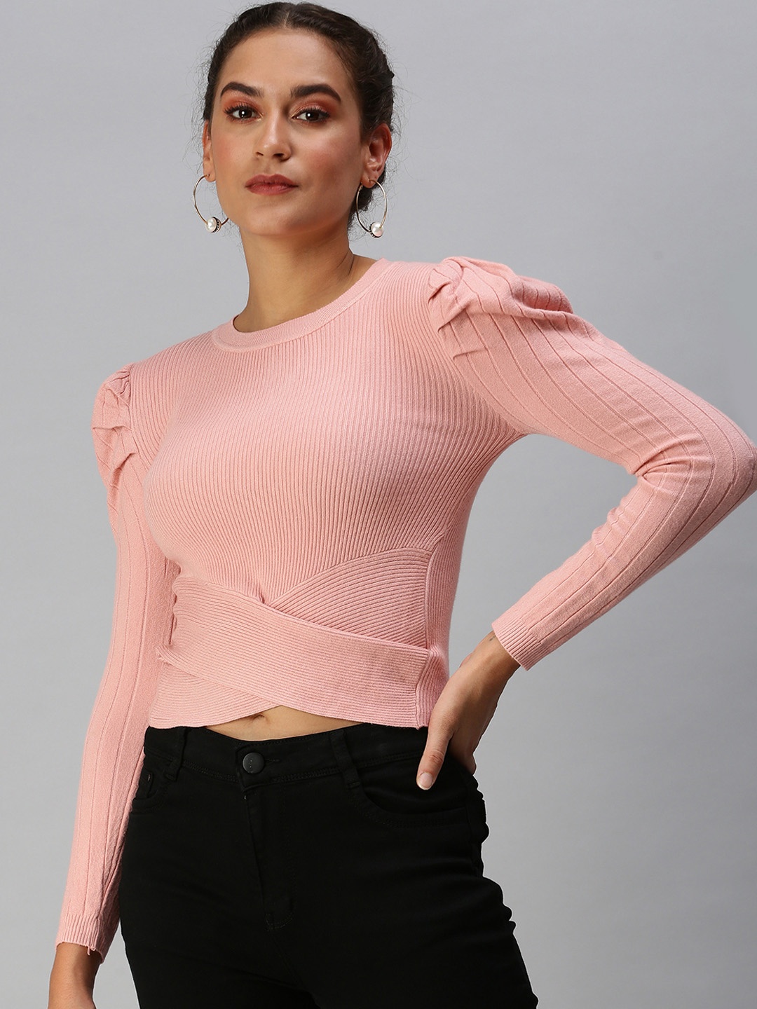 

SHOWOFF Women Peach Twisted Crop Top