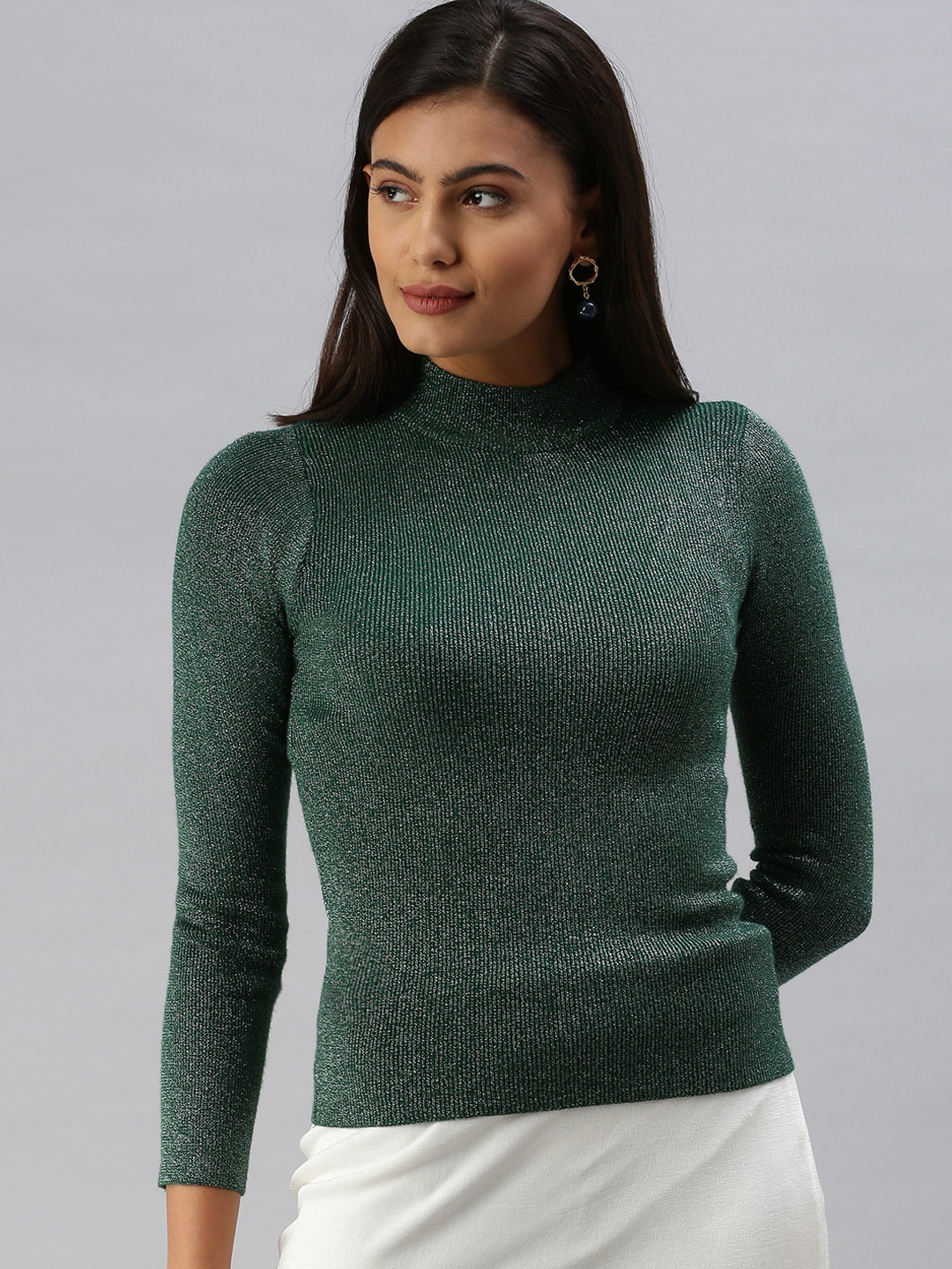 

SHOWOFF Women Green Fitted Acrylic Top
