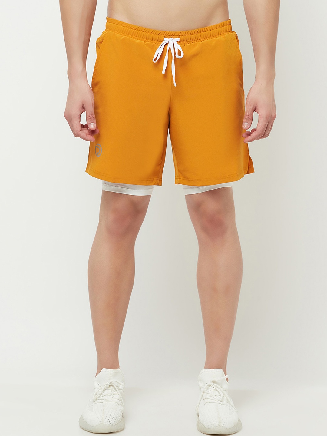 

Truerevo Men Mustard Low-Rise Running Sports Shorts