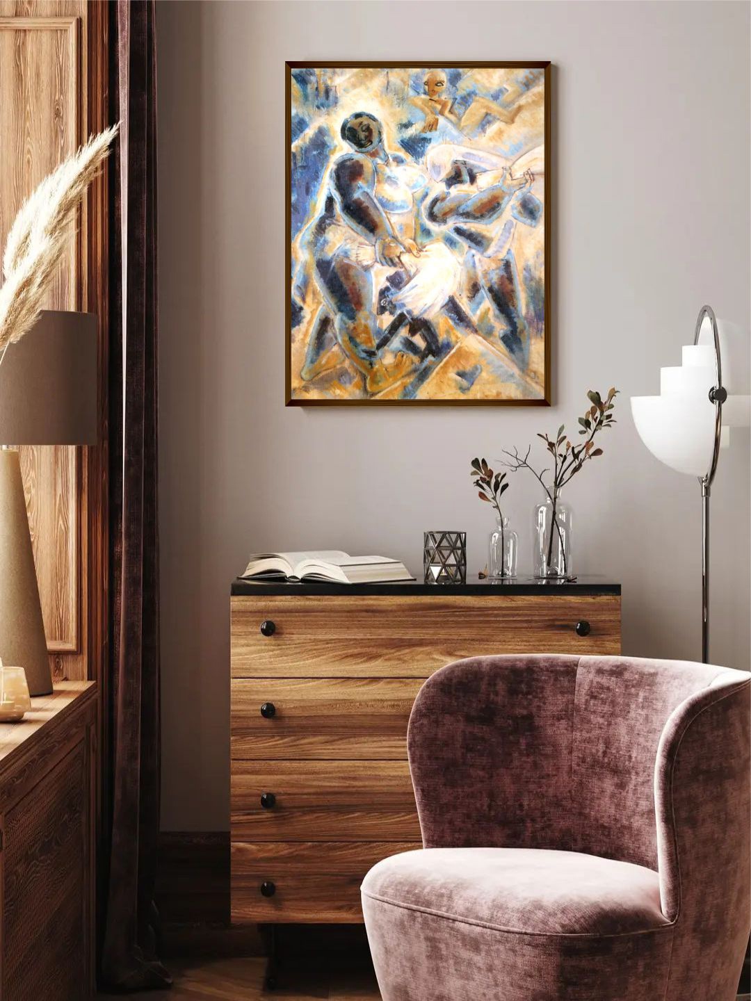 

The Art House Blue & Mustard Abstract Painting Wall Art