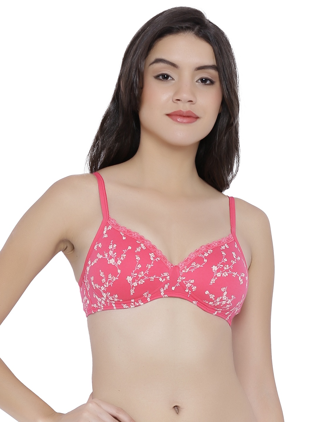 

Amante Printed Padded Wirefree Cotton Casual T-shirt Bra - BRA10202, Pink