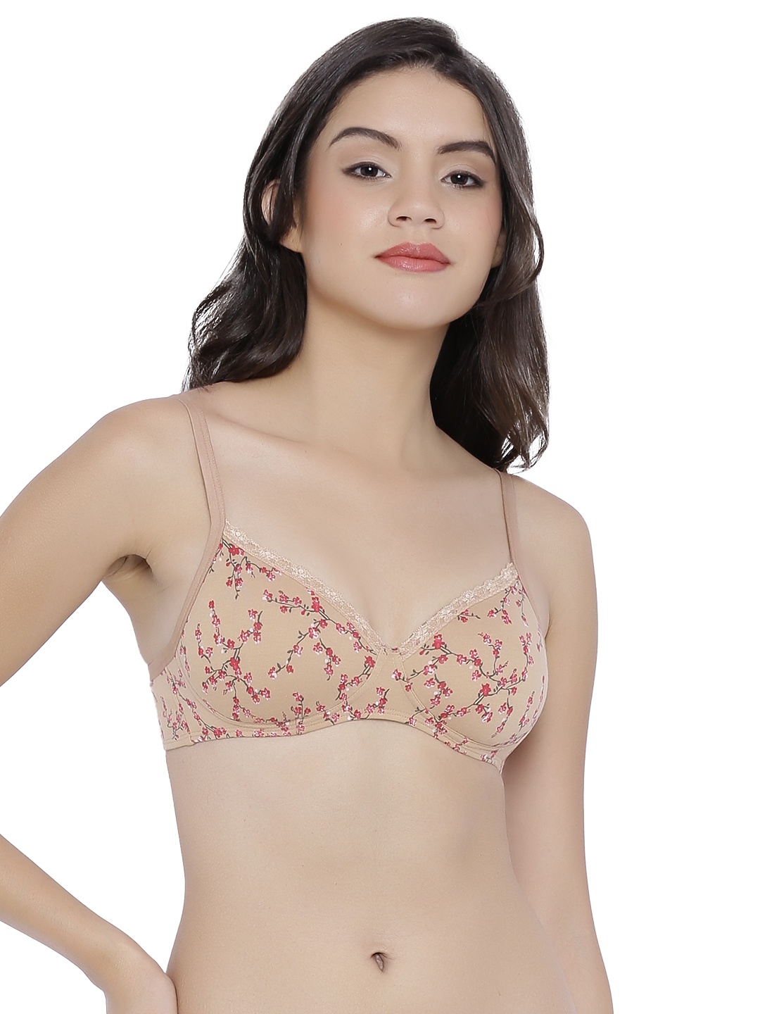 

Amante Printed Padded Wirefree Cotton Casual T-Shirt Bra - BRA10202, Nude
