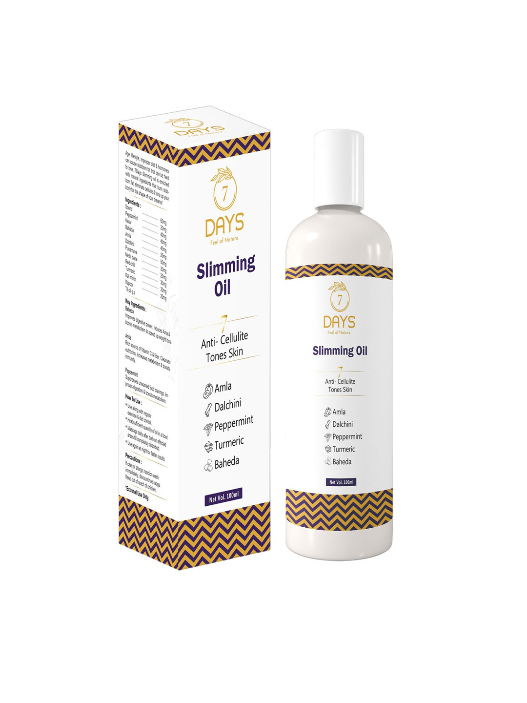 

7 DAYS Anti-Cellulite Slimming Oil with Amla & Peppermint - 100ml, White