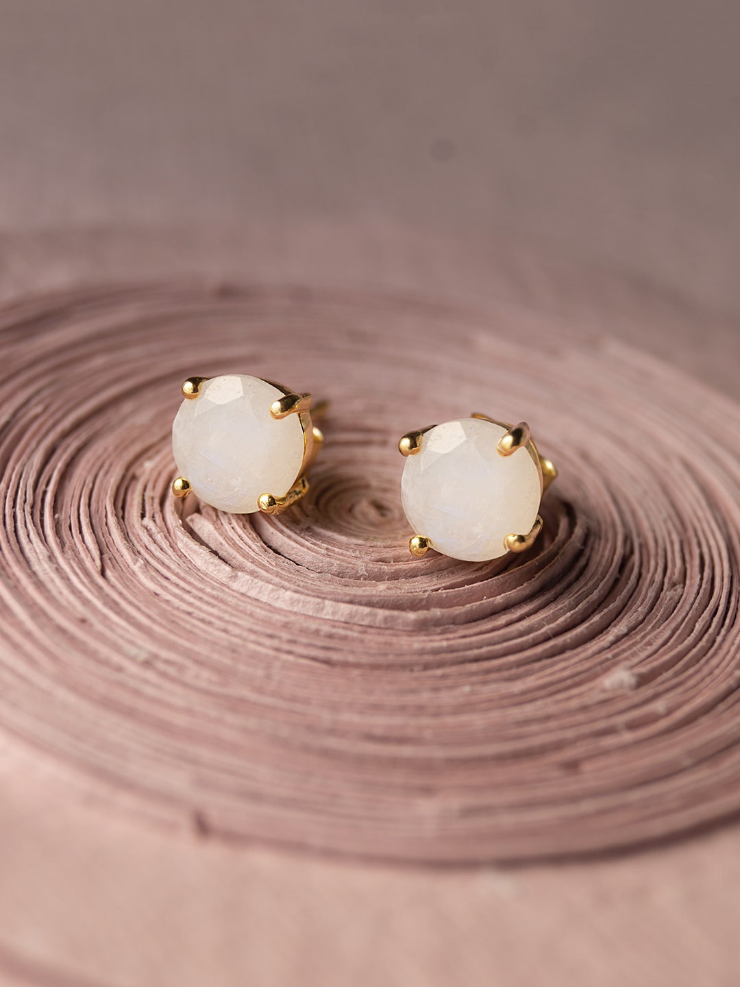 

MANNASH Gold-Plated & White Contemporary Studs Earrings