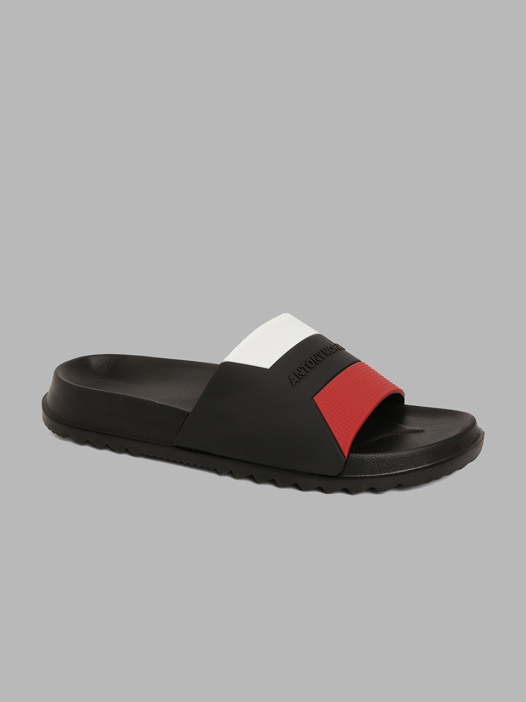 

Antony Morato Men Black & White Striped Rubber Sliders