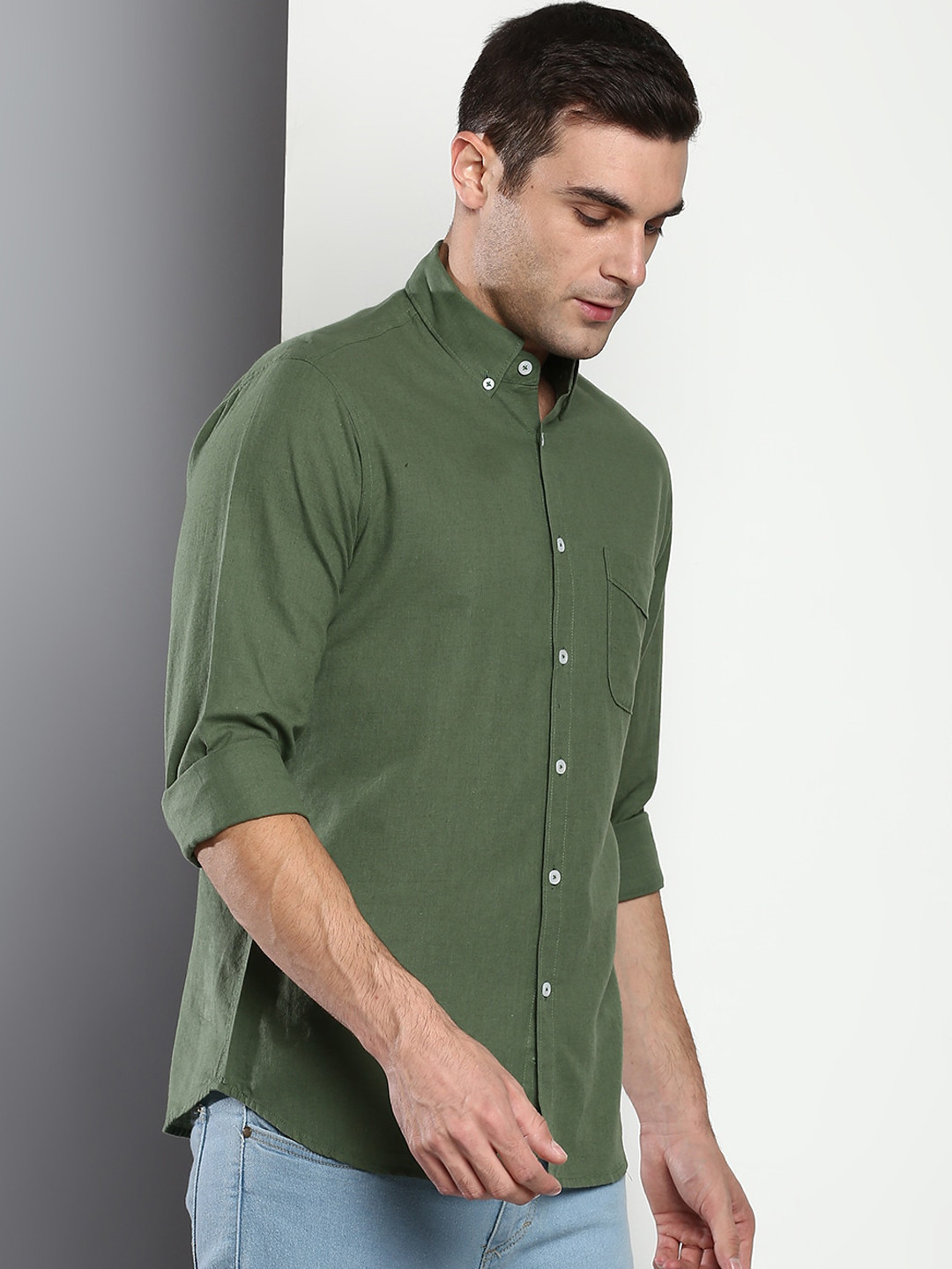 

Dennis Lingo Men Green Slim Fit Casual Shirt