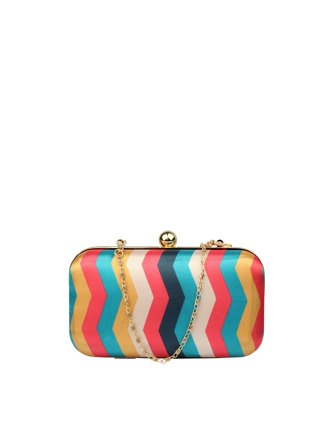 

MAMMON Red & White Striped Box Clutch