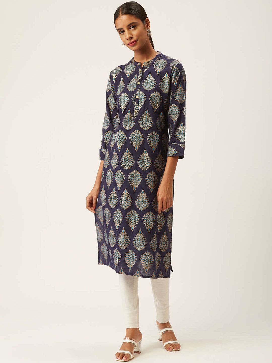 

ZOLA Women Blue Ethnic Motif Printed Cotton Kurta