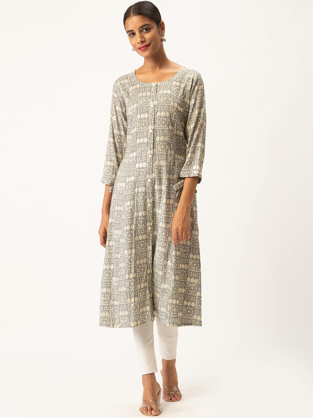 

ZOLA Women Grey & Multicoloured Tribal Printed Kurta