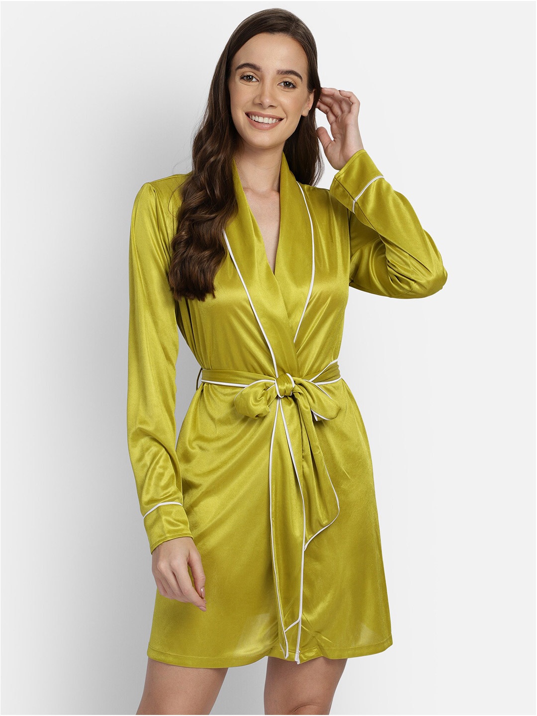 

YOU FOREVER Green Solid Robe