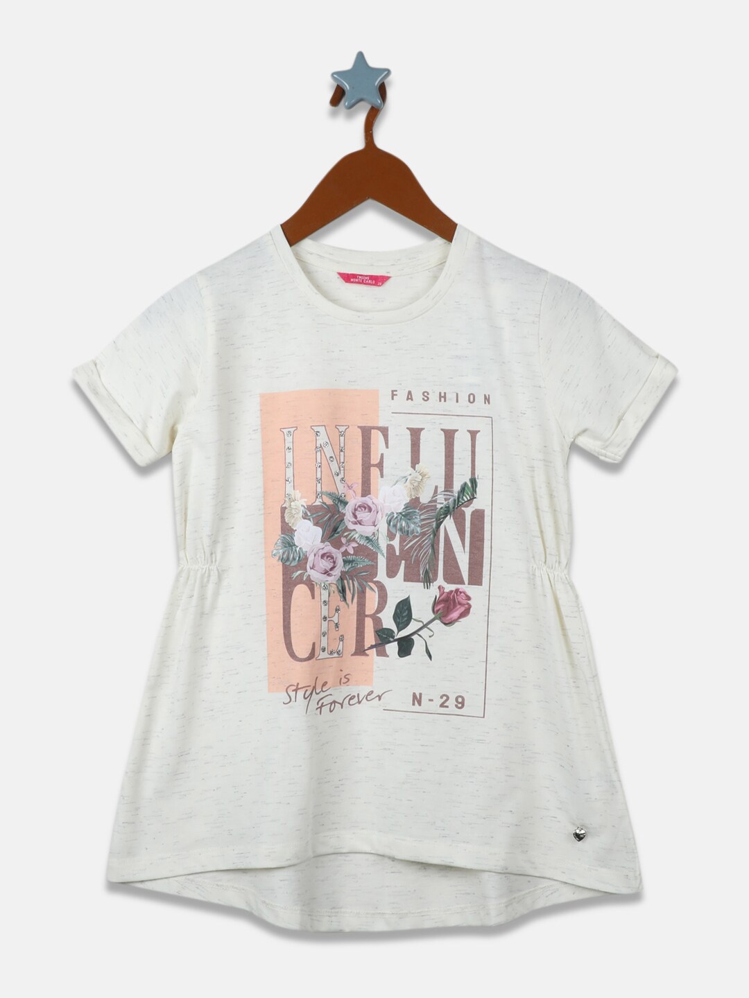 

Monte Carlo Girls Off White & Beige Printed Regular Top