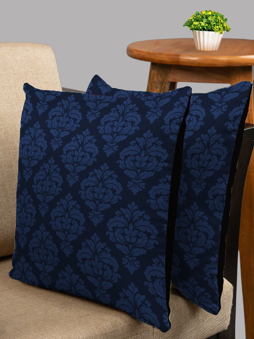 

HOUZZCODE Blue & Black Set of 2 Ethnic Motifs Square Cushion Covers