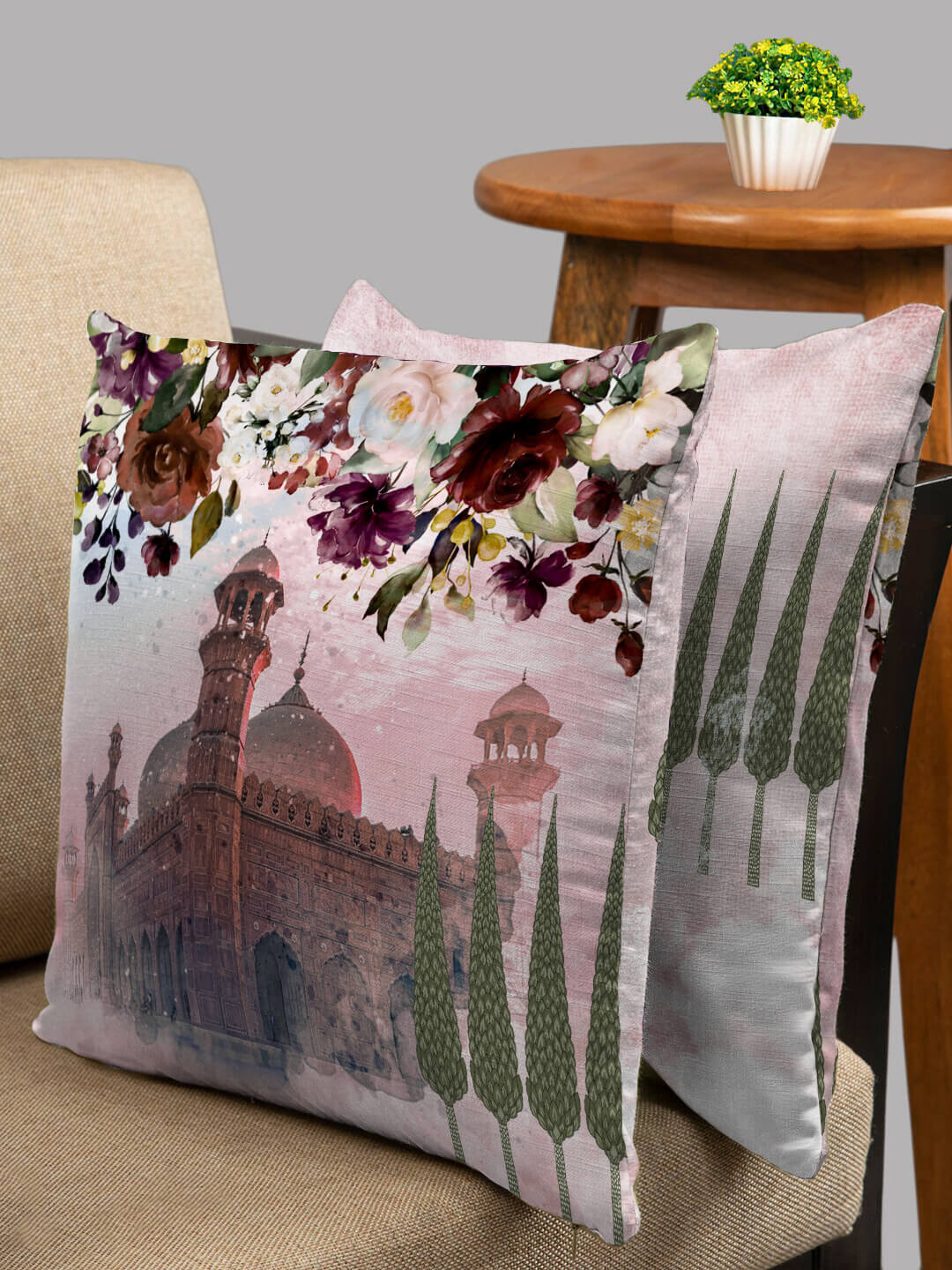 

HOUZZCODE Multicoloured Set of 2 Quirky Square Cushion Covers, Multi