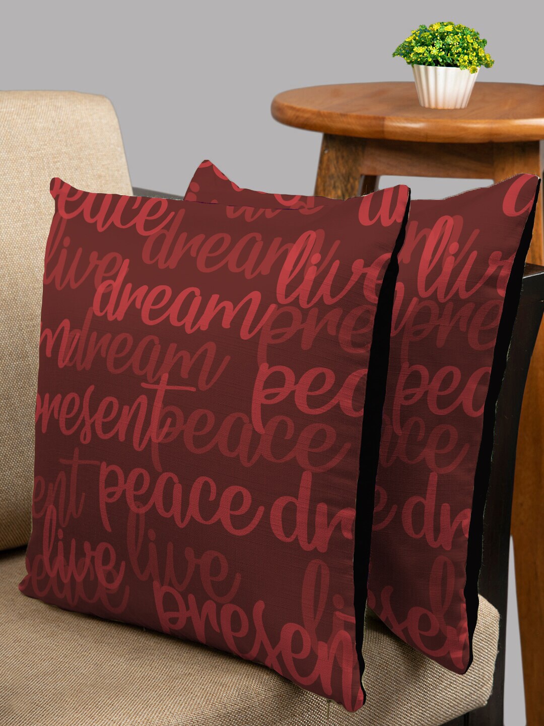 

HOUZZCODE Rust & Black Set of 2 Abstract Square Cushion Covers