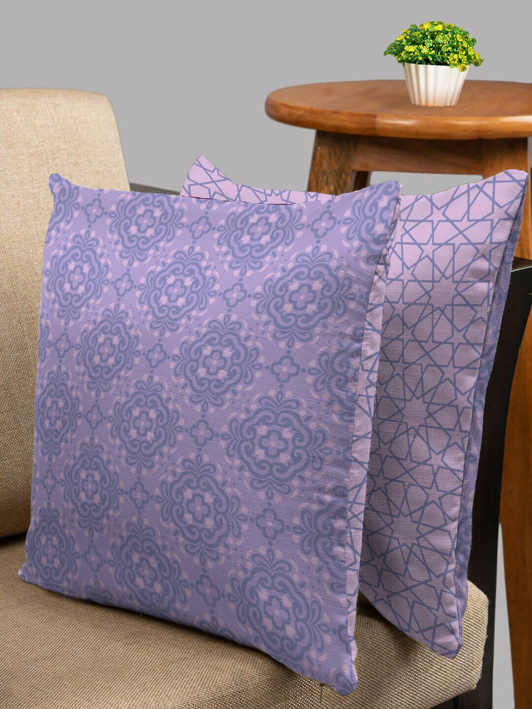 

HOUZZCODE Blue & Pink Set of 2 Ethnic Motifs Square Cushion Covers