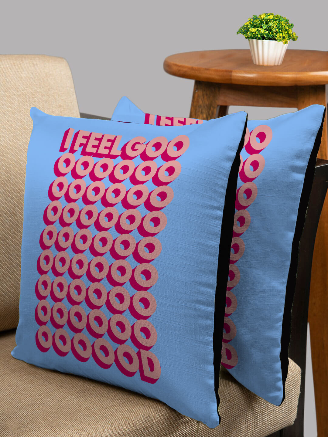 

HOUZZCODE Blue & Red Set of 2 Square Cushion Covers