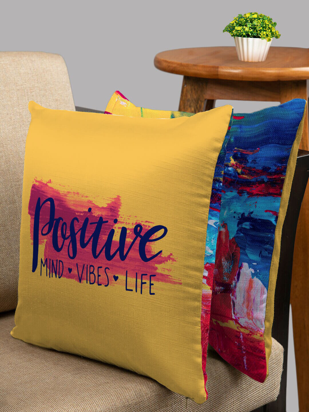 

HOUZZCODE Set of 2 Multicoloured Abstract Square Cushion Covers, Multi