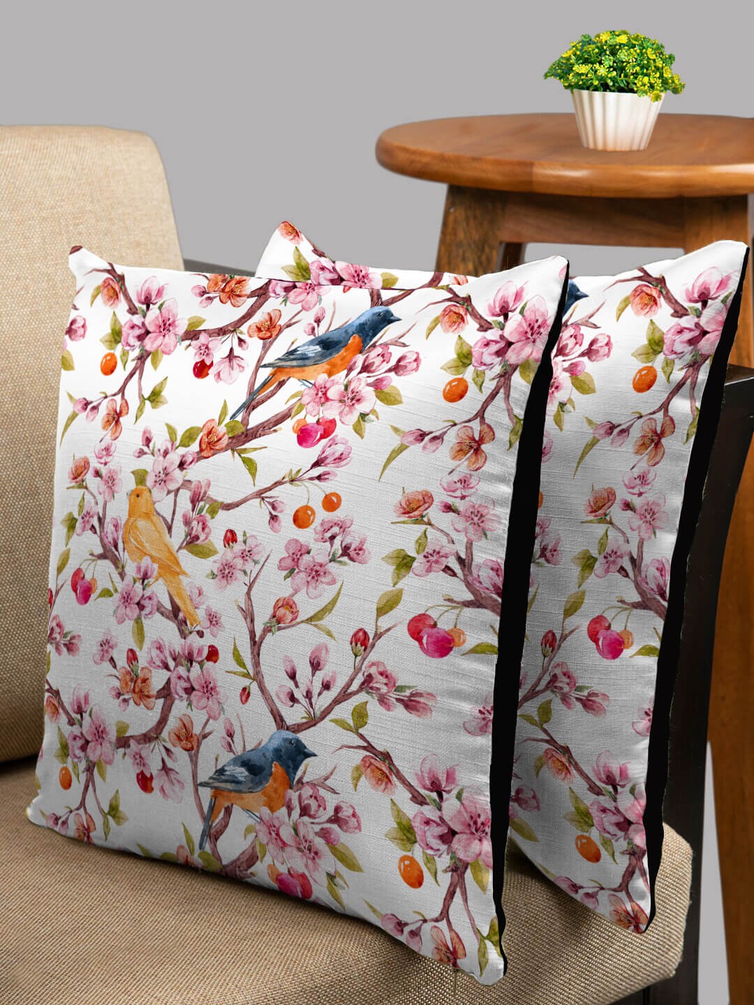 

HOUZZCODE Red & White Set of 2 Abstract Square Cushion Covers