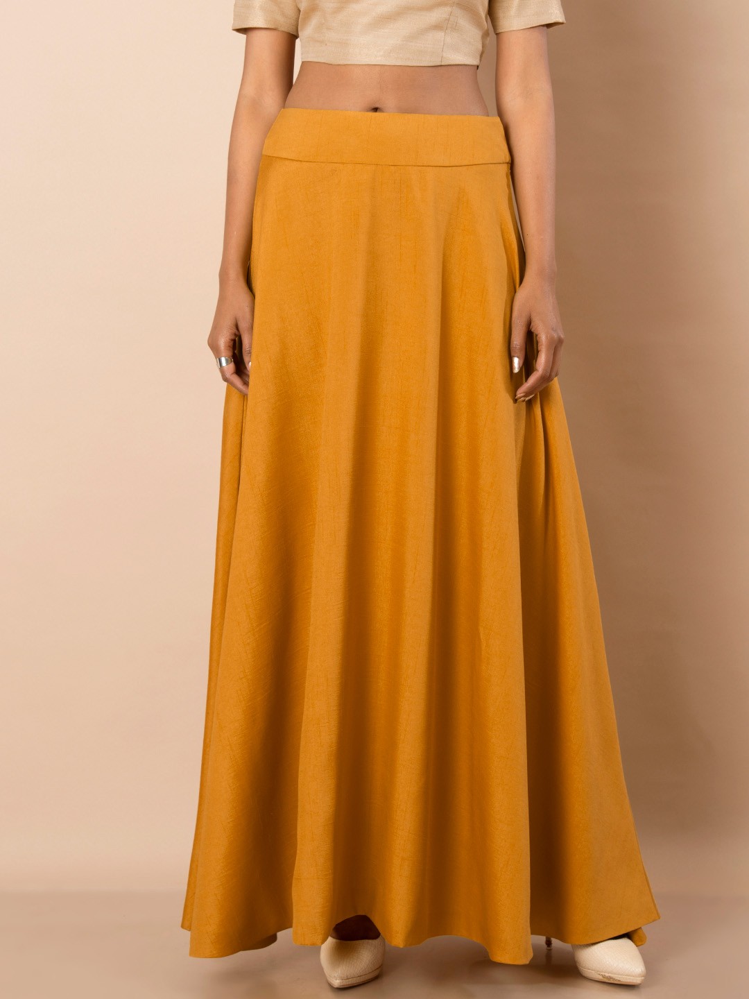 

Indya Mustard Yellow Silk Maxi Skirt